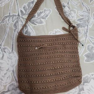 The Sak Taupe Knit Shoulder Bag 11" x11"  EUC